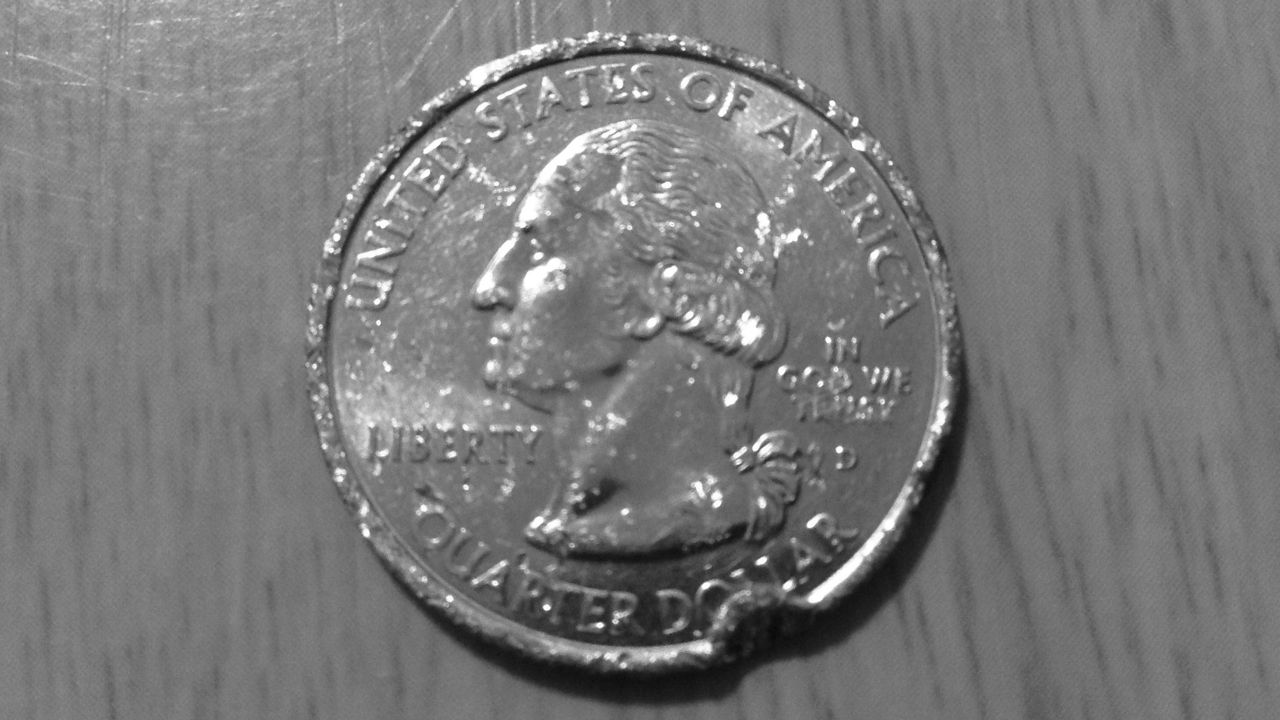 A nicked quarter I found on the road